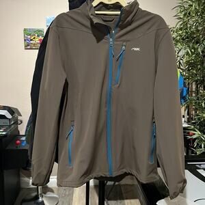 Mountain Khaki Windbreaker Mens Medium Zipper Pocket Brown Blue